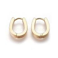 304 Stainless Steel Hoop Earrings, Hypoallergenic Earrings, Oval, Golden, 21x16x4mm, Pin: 1mm(EJEW-O087-08C)