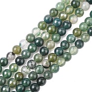 Natural Moss Agate Beads Strands, Round, about 4mm in diameter, hole: about 0.8mm, about 84pcs/strand, 15 inch(X-GSR4mmC001)