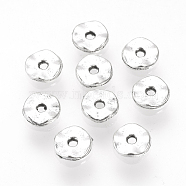 Tibetan Style Alloy Spacer Beads, Wave Flat Round, Cadmium Free & Lead Free, Antique Silver, 5x1.5mm, Hole: 1mm(X-TIBE-S311-21AS-LF)