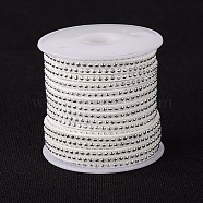 Rivet Faux Suede Cord, Faux Suede Lace, with Aluminum, White, 3x2mm, about 20yards/roll(LW-M001-13)