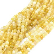 Natural Yellow Opal Beads Strands, Round, Grade A, 4mm, Hole: 0.7mm, about 100pcs/strand, 15.94 inch(40.5cm)(G-F674-07A-4mm)