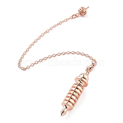 Brass Dowsing Pendulum Big Pointed Bullet Pendants, with Lobster Claw Clasps and Chain, Rack Plating, Rose Gold, 236mm, Hole: 1.8mm(KK-H491-09RG)