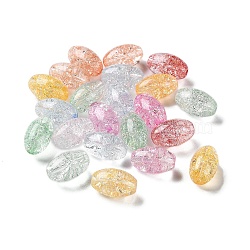 Transparent Crackle Glass Beads, Oval, Mixed Color, 13x8mm, Hole: 1.5mm(GLAA-B015-14)
