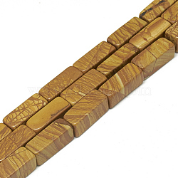 Natural Wood Lace Stone Beads Strands, Cuboid, 20~21x8~8.5x8~8.5mm, Hole: 1mm, about 19pcs/strand, 15.5 inch(X-G-S300-54-8x20mm)