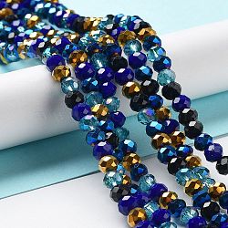 Glass Beads Strands, Faceted, Rondelle, Medium Blue, 6x5mm, Hole: 1mm, about 85~88pcs/strand, 16.1~16.5 inch(41~42cm)(EGLA-A034-M6mm-36)