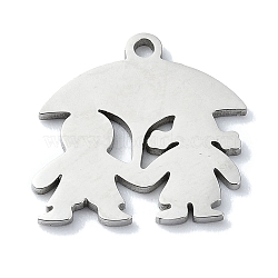 304 Stainless Steel Charms, Laser Cut, Couple with Umbrella Charm, Stainless Steel Color, 14x14.5x1mm, Hole: 1.2mm(STAS-C097-32P)