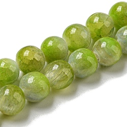 Dyed Natural Jade Beads Strands, Round, Yellow Green, 6~6.5mm, Hole: 1mm, about 66pcs/strand, 15.75 inch(40cm)(G-F764-01A)