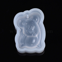 Chinese Zodiac Pendant Silicone Molds, Resin Casting Molds, For UV Resin, Epoxy Resin Jewelry Making, Mouse, 28x20x10mm, Inner Size: 24.5x16.5mm(DIY-I025-04B)