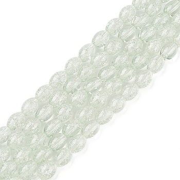 Transparent Crackle Glass Beads Strands, Oval, Honeydew, 8x5.5~6mm, Hole: 1mm, about 100pcs/strand, 31.4 inch