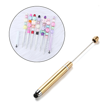 ABS Plastic Touch Screen Stylus, Iron Beadable Pen, for DIY Personalized Pen with Jewelry Bead, Gold, 148x10mm