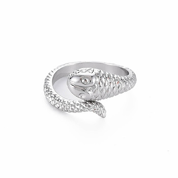 Snake Shape Rack Plating Alloy Cuff Rings, Open Rings, Cadmium Free & Lead Free, Platinum, US Size 6 1/2(16.9mm)