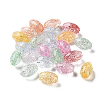 Transparent Crackle Glass Beads, Oval, Mixed Color, 13x8mm, Hole: 1.5mm