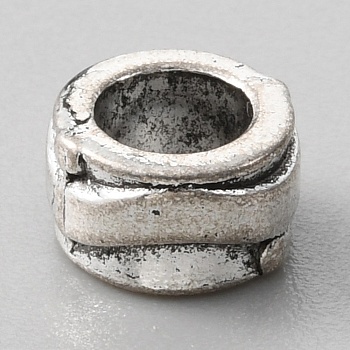 Alloy European Beads, Large Hole Beads, Column, Antique Silver, 9x5.5mm, Hole: 5.8mm