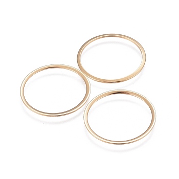 201 Stainless Steel Linking Rings, Ring, Real 24K Gold Plated, 22x0.6mm, Inner Diameter: 18~19mm