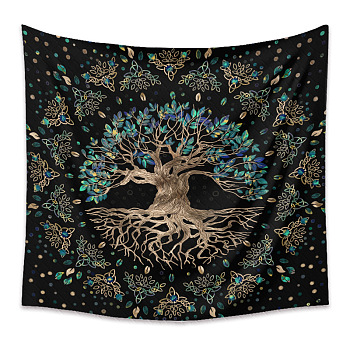 Tree of Life Tapestry, Polyester Backdrops Decorative Wall Tapestry, for Party Home Decoration, Rectangle, Black, 730x950mm