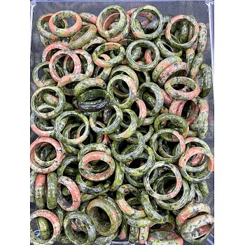 Natural Unakite Finger Rings, Inner Diameter: 17~20mm