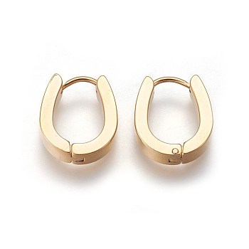 304 Stainless Steel Hoop Earrings, Hypoallergenic Earrings, Oval, Golden, 21x16x4mm, Pin: 1mm