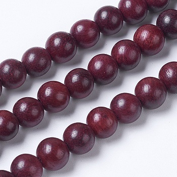 Natural Wood Beads Strands, Round, Coconut Brown, 6mm, Hole: 1mm, about 63pcs/strand, 15.1 inch(38.5cm)