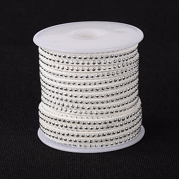 Rivet Faux Suede Cord, Faux Suede Lace, with Aluminum, White, 3x2mm, about 20yards/roll