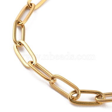 Ion Plating(IP) 304 Stainless Steel Paperclip Chain Bracelets for Women(X-BJEW-C046-02G)-2