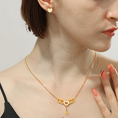 ensemble de bijoux en acier inoxydable doré(QE0758-1)-2