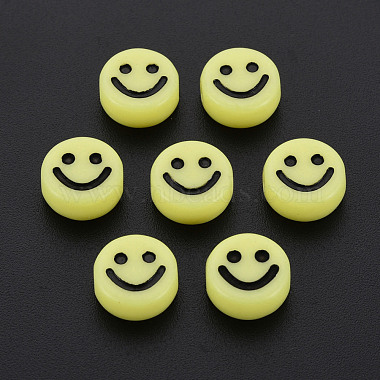 Yellow Flat Round Acrylic Beads