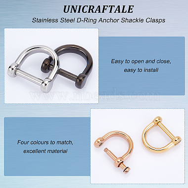Unicraftale 4Pcs 4 Colors 304 Stainless Steel D-Ring Anchor Shackle Clasps(STAS-UN0039-07)-4