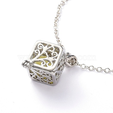 Ожерелья с подвесками в виде куба из светящегося сплава(NJEW-F284-04A)-2