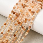 Natural Yellow Rabbit Hair Rutilated Quartz Beads Strands, Faceted Round, 3mm, Hole: 0.6mm, about 141~143pcs/strand, 15.39''~15.47''(39.1~39.3cm)(GG-CBA4808-F01-01)