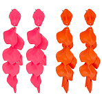 2 Pairs 2 Colors Alloy Acrylic Dangle Stud Earrings, Flower Petal, Golden, Mixed Color, 120mm, 1 pair/color(EJEW-AR0001-14)