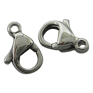 316 Surgical Stainless Steel Lobster Claw Clasps, Stainless Steel Color, 9x6x3mm, Hole: 1mm(316-XX01)