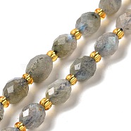 Natural Labradorite Beads Strands, with Seed Beads, Faceted, Oval, 7.5~8x6~6.5mm, Hole: 1.2mm, about 40~42pcs/strand, 15.35~15.55''(39~39.5cm)(G-H295-C15-01)