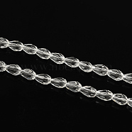 Transparent Glass Bead Strands, Faceted, teardrop, Clear, 5x3mm, Hole: 1mm, about 99~101pcs/Strand, 19.7 inch(GLAA-Q042-47)