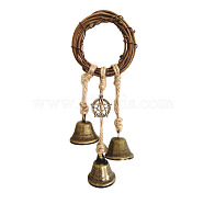 Witch Bell Car Protection Witchcraft Wicca Wind Chime, Bamboo & Rattan Doorbell Porch Garden Window Decoration, with Glass Bottle and Metal Bell, Mixed Color, 80mm(PW-WG12271-03)