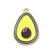 Alloy Enamel Pendants, Light Gold, Fruit, Avocado, 23x15x1mm, Hole: 1.6mm(ENAM-E064-25KCG-06)