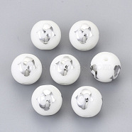 Electroplate Glass Beads, Round with Constellations Pattern, Platinum Plated, Pisces, 10mm, Hole: 1.2mm(EGLA-S178-11C-01)