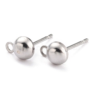 304 Stainless Steel Stud Earring Settings, Flat Round, Stainless Steel Color, 7.8x5x3mm, Hole: 1.4mm, Pin: 0.8mm(STAS-O146-06P)