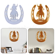 DIY Horseshoe with Cowboy Wall Decoration Silicone Molds, Resin Casting Molds, for UV Resin & Epoxy Resin Craft Making, White, 234x215x9mm, Inner Diameter: 227x210mm(DIY-I099-54)