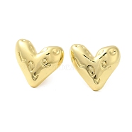 Rack Plating Brass Heart Stud Earrings, Cadmium Free & Lead Free, Real 18K Gold Plated, 19.5x21.5mm(EJEW-D073-08G)