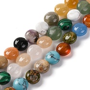 Natural Mixed Gemstone Beads Strands, Flat Round, Mixed Dyed and Undyed, 7.5~8x4.5~5mm, Hole: 1.2mm, about 50~51pcsrand, 14.57~15.35 inch(37~39cm)(G-T047-A07-01)