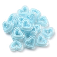 Acrylic Beads, Bead in Bead, Heart, Pale Turquoise, 19.5x23x6mm, Hole: 3mm, about 280pcs/500g(SACR-G033-01F)