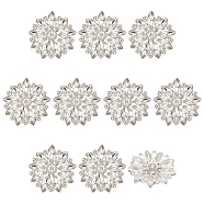 10Pcs Alloy Rhinestone Shank Buttons, Flower, Silver, 26x8mm, Hole: 3mm(FIND-FG0003-21S)