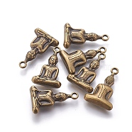 Tibetan Style Alloy Pendants, Cadmium Free & Nickel Free & Lead Free, Buddha, for Buddha, Antique Bronze, 36x23x8mm, Hole: 3mm(X-TIBEP-A123044-AB-FF)
