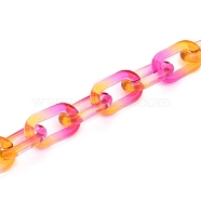 Handmade Two Tone Transparent Acrylic Cable Chains, Quick Link Chains, Unwelded, Orange Red, 38.5x23.5x6.5mm, 39.37 inch(1m)(AJEW-JB00840-02)