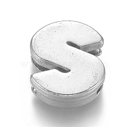Alloy Slide Charms, Letter S, 12.5x10.5x4mm, Hole: 1.5x8mm(PALLOY-WH0069-02S-P)