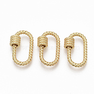 Brass Screw Carabiner Lock Charms, for Necklaces Making, Oval, Golden, 27.5x16.5x3mm, Screw: 8.5x7.5mm(KK-T047-02G)