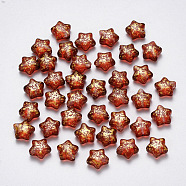Spray Painted Glass Beads, Frosted, Star, Brown, 8x8.5x4mm, Hole: 1mm(GLAA-R211-04-F01)