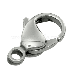 Tarnish Resistant 316 Stainless Steel Lobster Claw Clasps, Stainless Steel Color, 19x12mm, Hole: 2mm(316-FL18A)