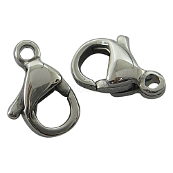 Tarnish Resistant 316 Surgical Stainless Steel Lobster Claw Clasps, Stainless Steel Color, 9x6x3mm, Hole: 1mm(316-XX01)