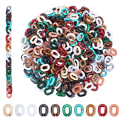 WADORN 400Pcs 10 Colors Acrylic Linking Rings, Quick Link Connectors, for Jewelry Chains Making, Imitation Gemstone Style, Oval, Mixed Color, 19x14.5x4.5mm, Inner Diameter: 10x5.5mm, 40pcs/color(OACR-WR0001-01)